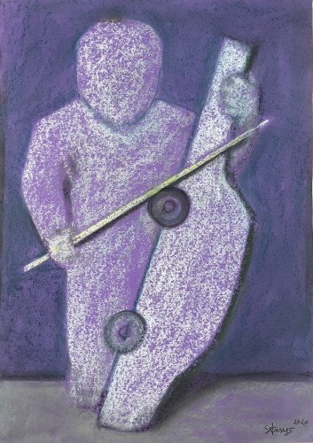 Obraz pastel, Eidrigevicius Stasys „Dźwięk Opony (Sound of the tire)" 70 x 50 cm