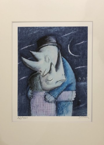 "Zakochane nosorożce" Józef Wilkoń, L 48*37cm,