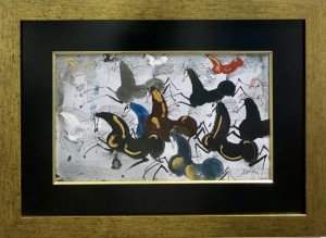  Józef Wilkoń, gouache painting, watercolor on paper, 21 x 34,5 cm, „Rumaki złotem w słońcu lśnią (the horses shine in the sun)", modern art, modern painting, horses