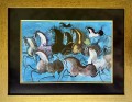 Józef Wilkoń, obraz gwasz, akwarela na papierze, 44 x 57 cm, „Wypuszczam konie ...", obrazy współczesne, sztuka współczesna, zwierzęta, konie