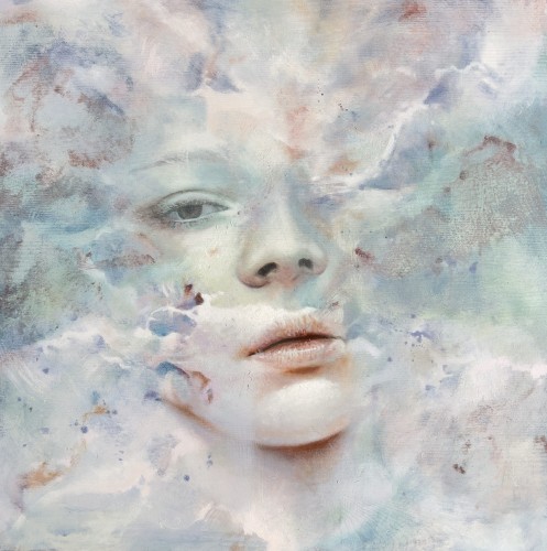 Oil painting on panel abstrakcja, bez tytułu, Denys Molerio Pena, 60 x 60 cm