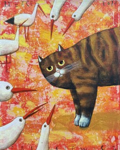 Jacek Frąckiewicz, obraz akryl, 30 x 24 cm, „Na łące" 