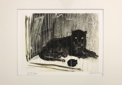 Obraz inkografia, Józef Wilkoń, "Czarna pantera", rozmiar S 14*18,5cm