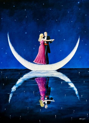 Rafał Olbiński, inkografia „Dancing to the end of love", 41 x 30 cm, sztuka współczesna