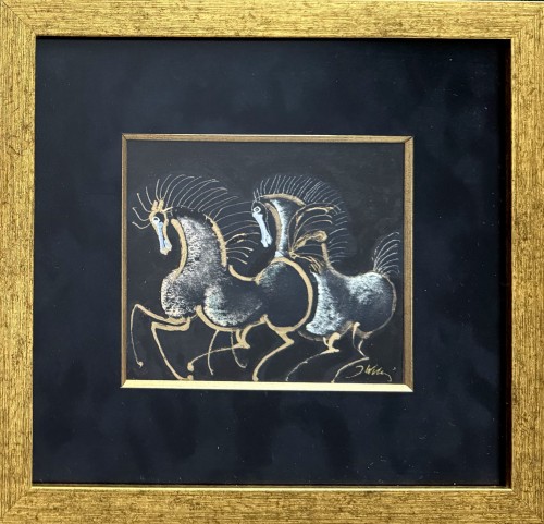 „Paradny krok" Józef Wilkoń,  29*30 cm, obrazy współczesne, sztuka współczesna, zwierzęta, konie