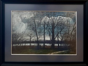 Józef Wilkoń, obraz pastel 50*68cm, „Marcowy las" , obrazy współczesne, sztuka współczesna, pejzaż, krajobraz