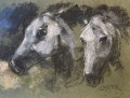 Bogusław Lustyk, obraz pastel, 49 x 58 cm, ekspresjonizm, realizm, „Przyjaciele", obrazy współczesne, sztuka współczesna, konie