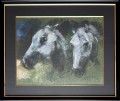 Bogusław Lustyk, obraz pastel, 49 x 58 cm, ekspresjonizm, realizm, „Przyjaciele", obrazy współczesne, sztuka współczesna, konie